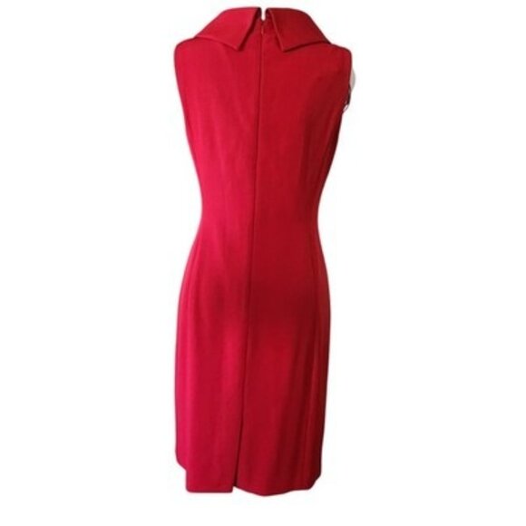 TAHARI Sleeveless Asymmetrical Ruched Sheath Dress Women's Size 8 Burgundy Red - Picture 7 of 12